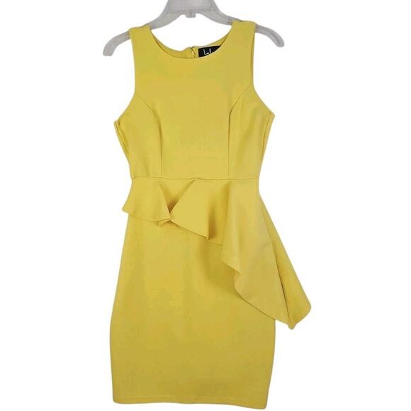 Lulu’s ~Woman Size S~ Yellow Pencil Stretch Sleeveless Dress w/Peplum. - Picture 1 of 13